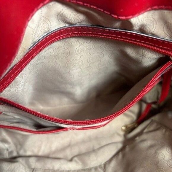 Michael Kors Hamilton Large Red Leather Satchel Tote Shopper Shoulder Bag Purse - Picture 10 of 16